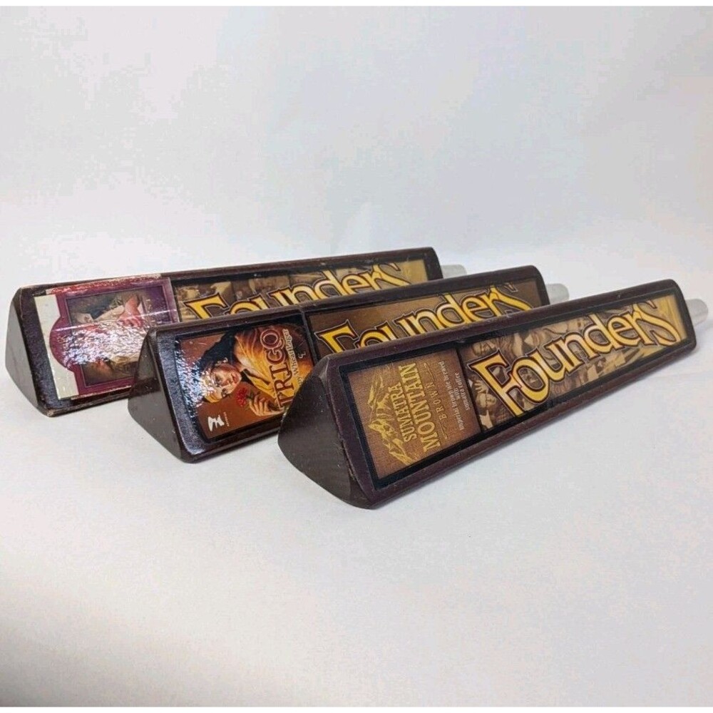 Lot Of 3 Founders Brewing 3-sided Beer Tap Handles Keg Mancave Trigo Sumatra